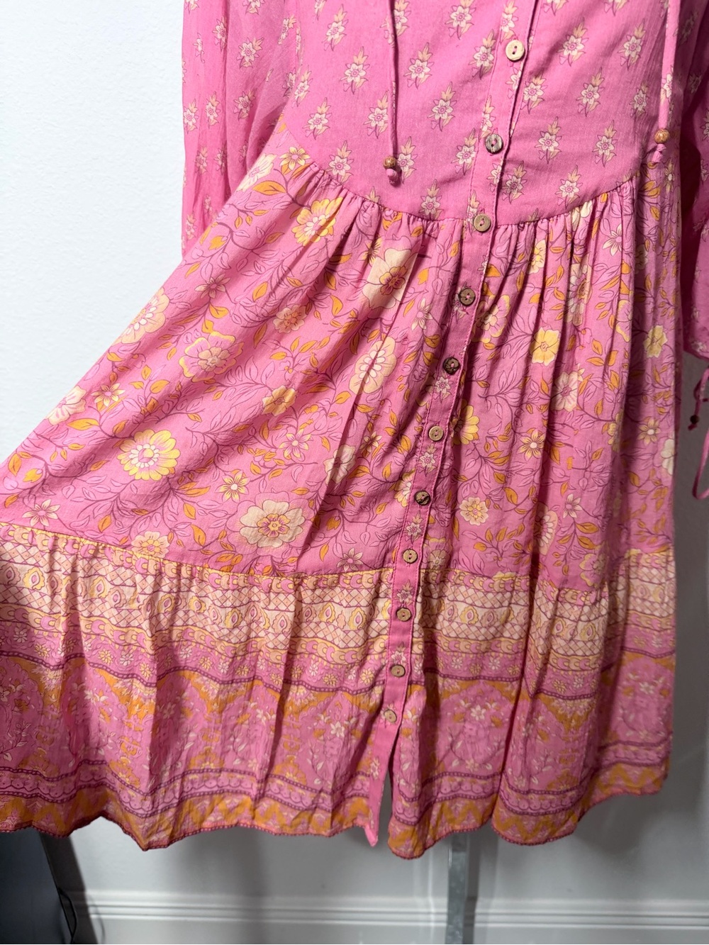 Spell & The Gypsy Collective Pink Floral Boho Mini Dress Size Small - Picture 7 of 12